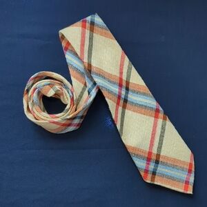 Vintage, Natural Material Blend, Plaid Cream Tie